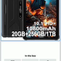 HOTWAV R10 Pro Rugged Tablet, 20GB + 256GB/TF 1TB Android 14 Tablet, 10.1inch HD+ Waterproof Tablets, 10800mAh Battery, 13MP Camera, Octa-Core/Dual SI