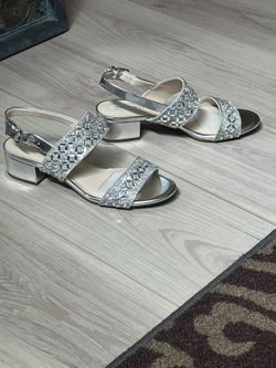 Alex Marie Block Heel Dress Sandals Silver