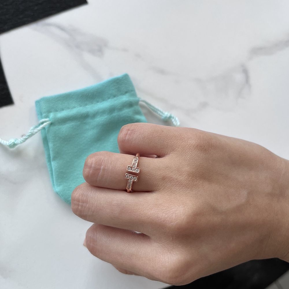 Tiffany T Wire Ring 18k Rose Gold Diamond