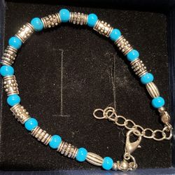 Turquoise & Silver Bead Bracelet 