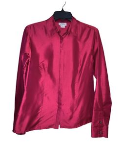 Ann Taylor Loft Vibrant Red Silk Shirt Size 4
