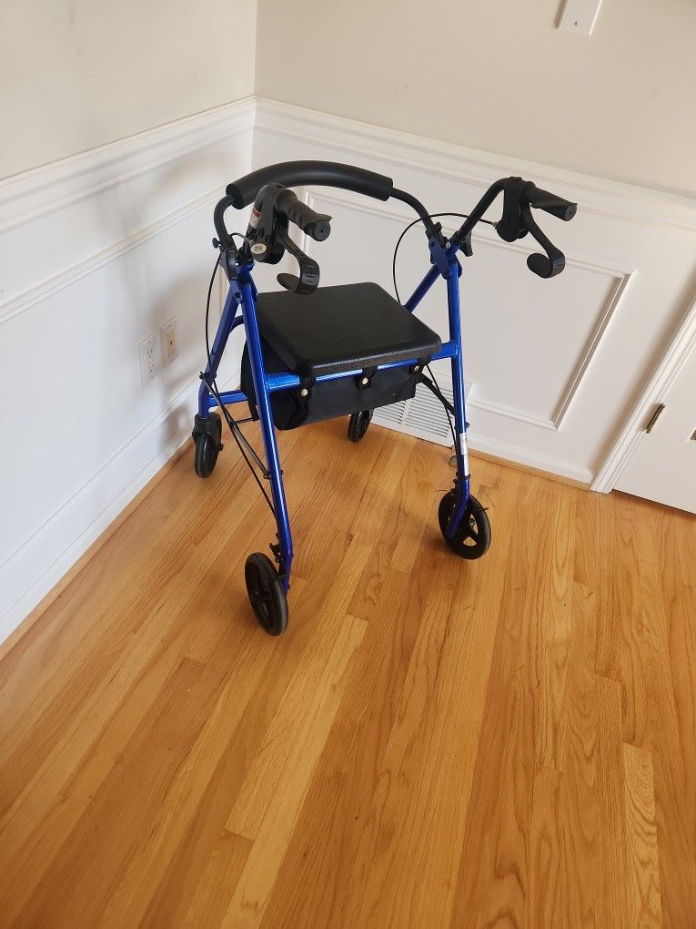 Folding Rollator Walker Seat Brakes, Carry Pouch Holds 300 Lbs