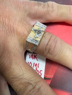 14K Solid Gold Masonic Ring With NATURAL DIAMONDS 💎 STONES 10.1Gr Size 10.5