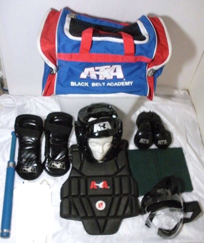 thumbnail interactive-video image 1 of ProForce Lightning Blue Karate Taekwondo Sparring Gear Set – Unisex, Child & Adult Sizes 1 of 5