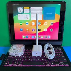 Apple IPad 9th Generation (10.2” Retina /Touch ID /IOS 18/ 2021 Model) 64GB with Pen, Keyboard  & Accessories (256gb $349) 