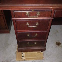 Antique Vintage Mahogany Large Office Desk (Glass surface Top included)