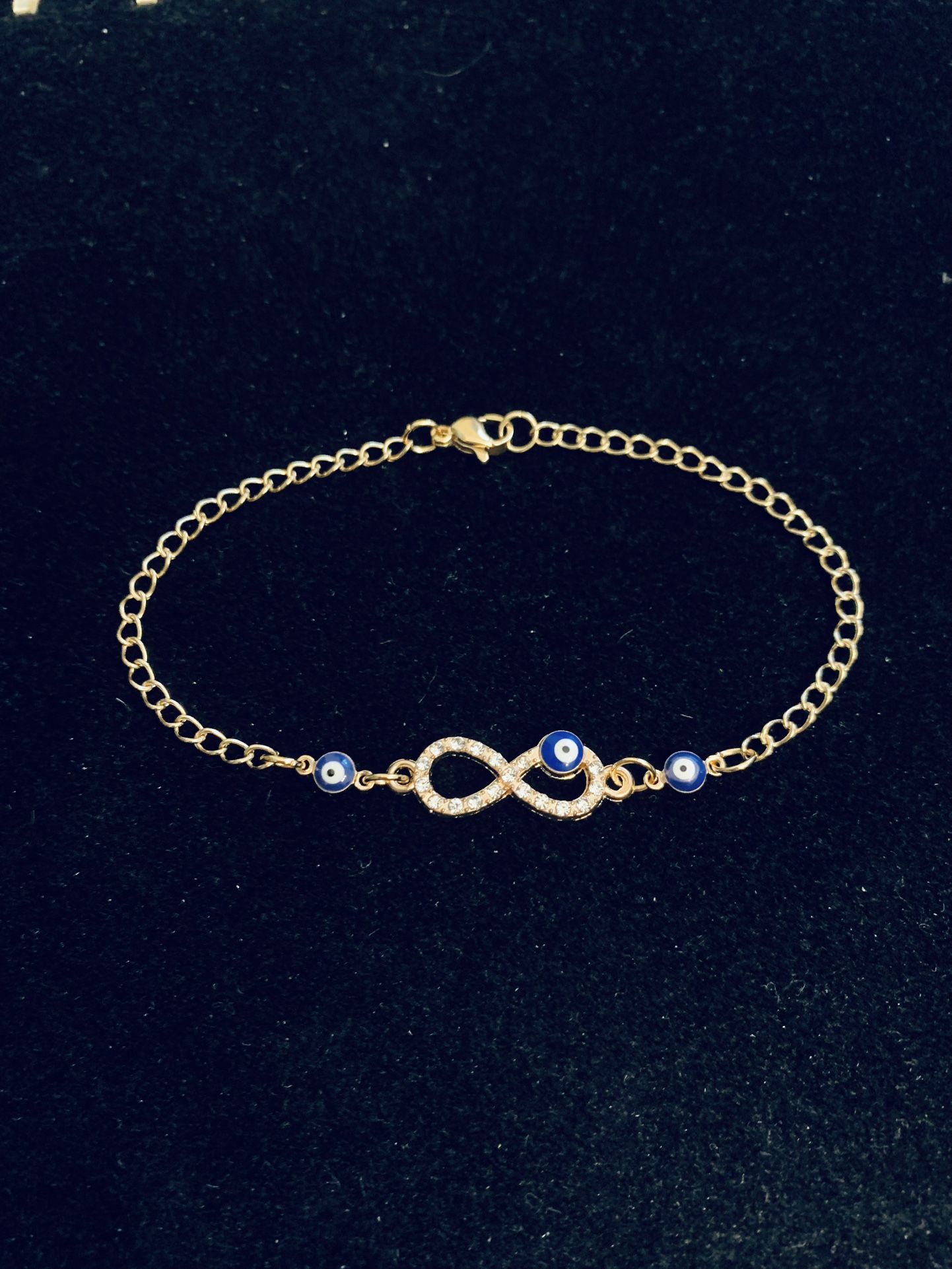 Rhinestone Infinity evil eye Bracelet or Anklet