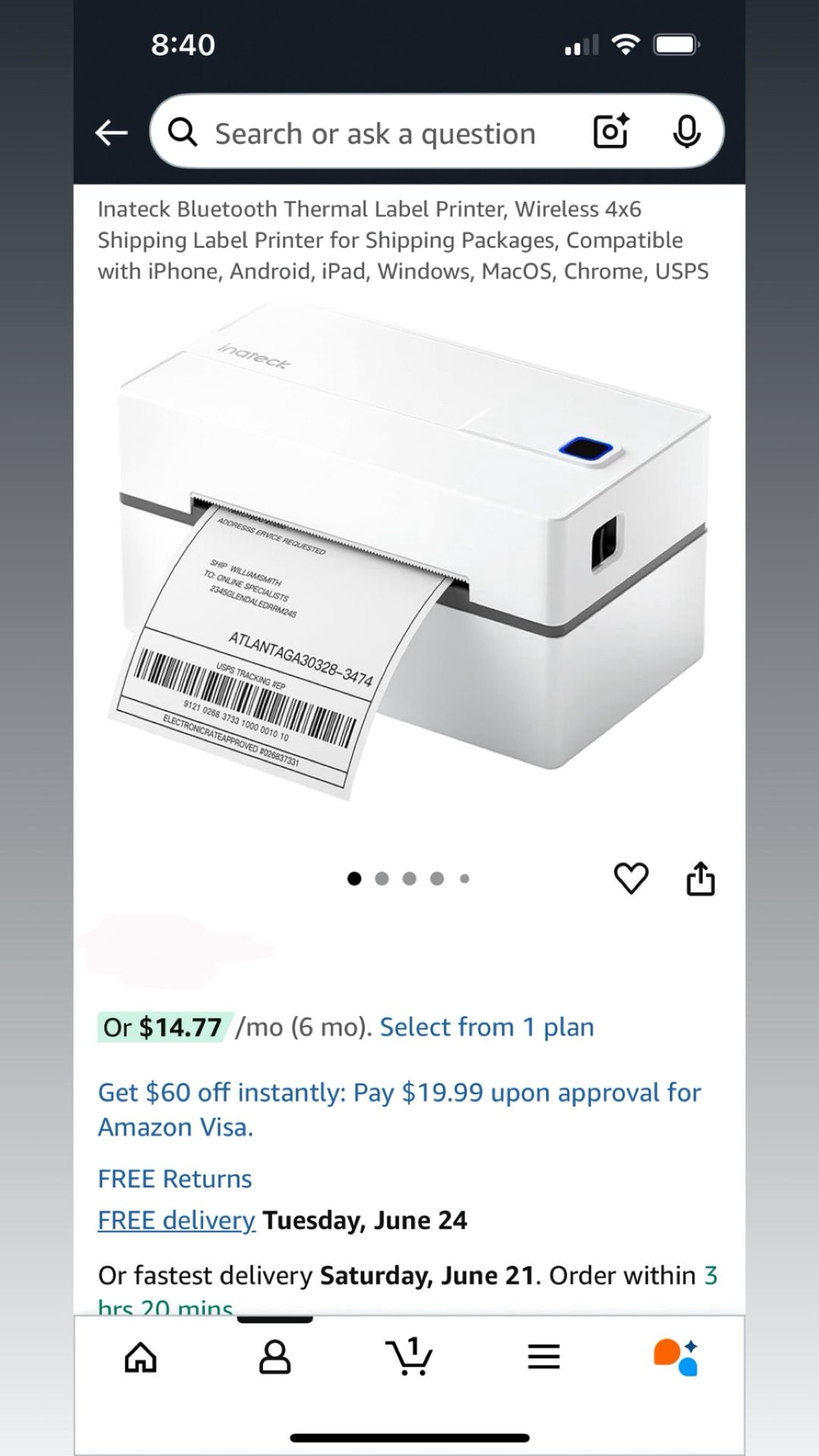 Bluetooth Thermal Shipping Label Printer ORGBRO USB