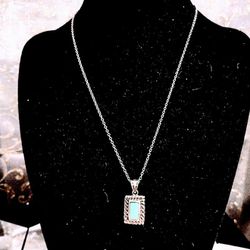 925 Sterling Silver Turquoise Victorian Pendant 