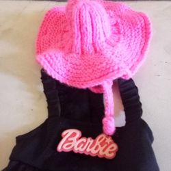 Pet Dog Cat  Pink Sunhat  , Hand Knitted Sz M