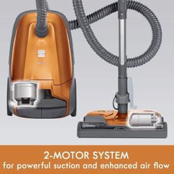 Kenmore 81214 200 Series Pet Friendly Lightweight Bagged Canister Vacuum with HEPA, 2 Motor System, and 3 Cleaning Tools-Orange