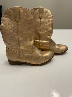 Kids Metallic Gold Cowgirl Boots- Size 2