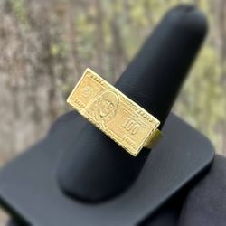 10k solid yellow gold franklin 100 bill size 10