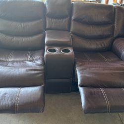 Manual Leather Recliner Loveseat 