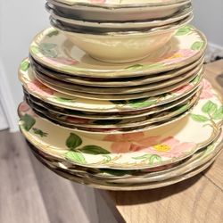 Pink & Green Flower Dinnerware Set