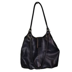 Black Faux Leather Hobo Bag