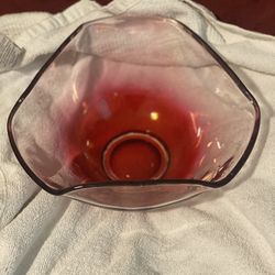Clear And Red Heavy Chip Bowl 