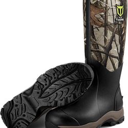 TIDEWE - Men's Hunting Boots, Insulated, Waterproof, Heavy Duty, 16 Inch High, 15/64 Inch (6mm) Neoprene and Rubber Boots for Outdoor Use (400g Insula