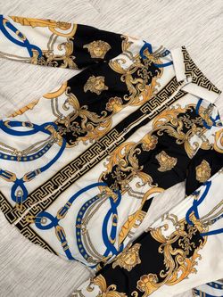 Versace-Style Baroque Print Button-Up Shirt