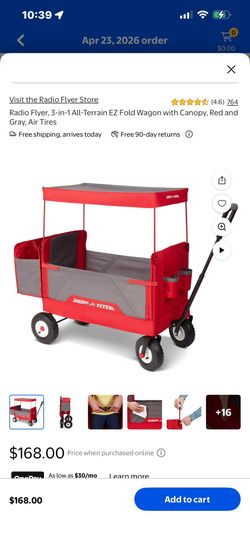 Radio Flyer, 3-in-1 All-Terrain EZ Fold Wagon with Canopy