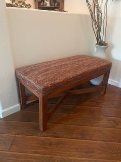 Wood Bench with Upholstered Seat