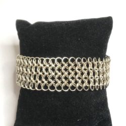 925 Sterling Silver Mesh Bracelet With Magnetic Clasp Size 8”