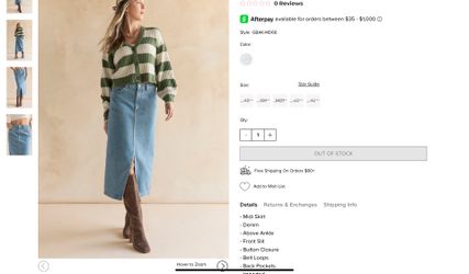 Sylvia Denim Front Slit Midi Skirt (Medium)