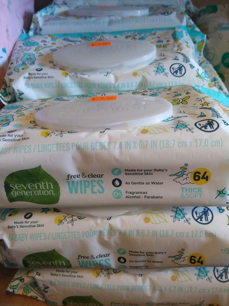 Baby Wipes New $2 Each SEVENTH GENERATION  Free And Clear