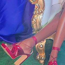 Hot Pink Metallic Strap Party Heels