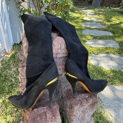 Zac Posen Suede Black Knee-high Boot