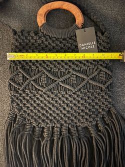 Danielle Nicole Black Macrame Fringe Boho Handbag