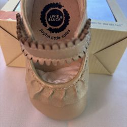 Ruche Champagne Leather Shoes By Livie And Luca 