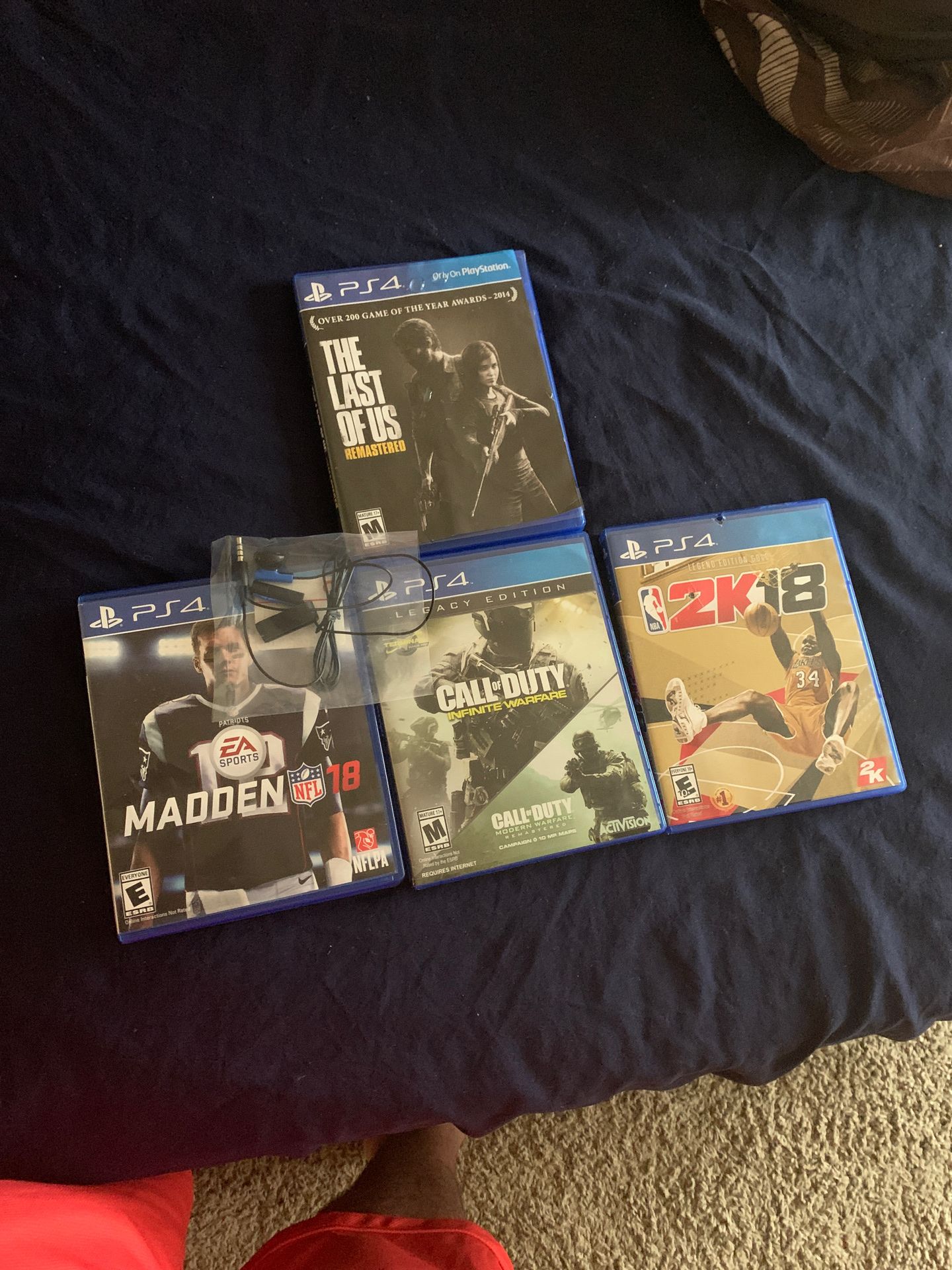 A pair of brand new PS4 head set an the game, THE LAST OF us is new also! All the rest games used