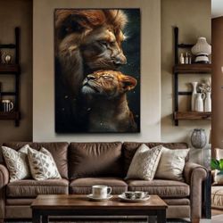 Lion Couple Canvas Art 