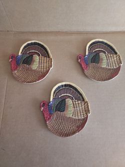 Dept 56 Turkey Shaped Ceramic Plates Set of 3
