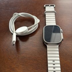Apple Watch Ultra (GPS + Cellular) 49mm Titanium Case w/ White Ocean Band