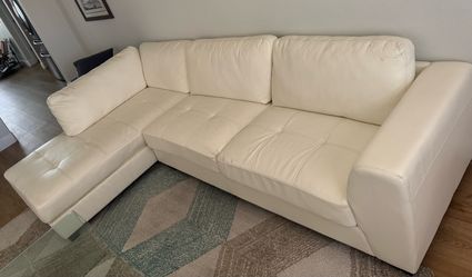 White semi-leather sofa, 117" wide by 68" long