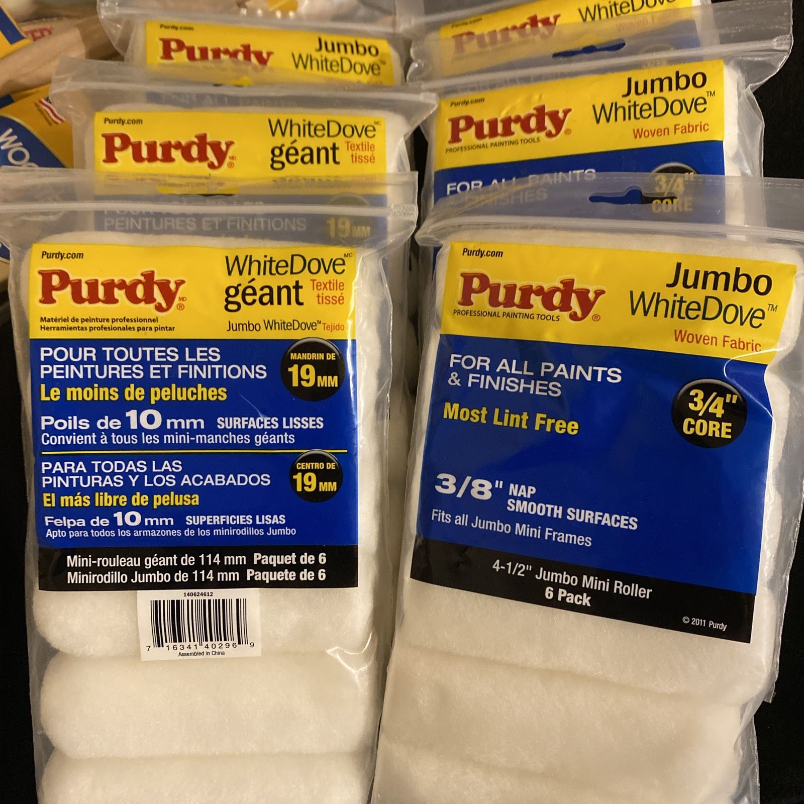 Lot Of Jumbo Mini Roller Woven Fabric Lot Of 6 Packs Of 6