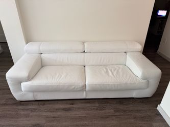 White Leather Two-Seat Sofa