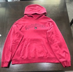 Quiksilver Red Y2K Pullover Hoodie Graphic Logo Kangaroo Pocket Men