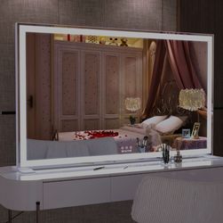 Large vanity mirror with LED lighting