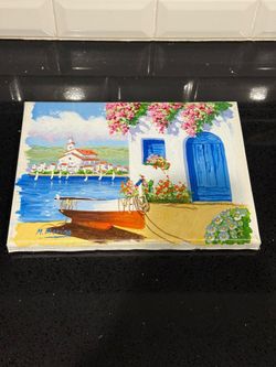 Spanish oil painting mounted on canvas