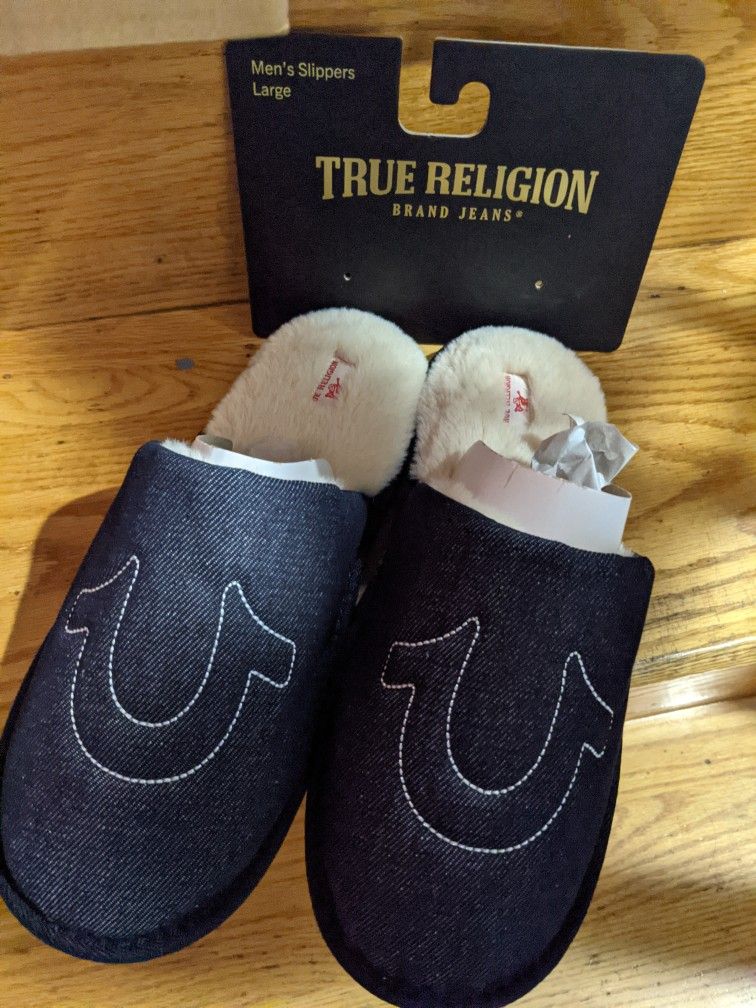 True Religion Fuzzy Men Slippers