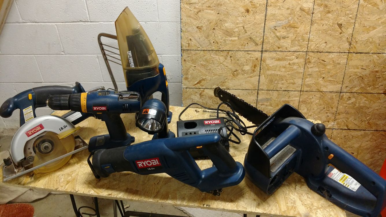 Assorted Ryobi tools
