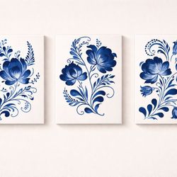 Set of three acrylic paintings 