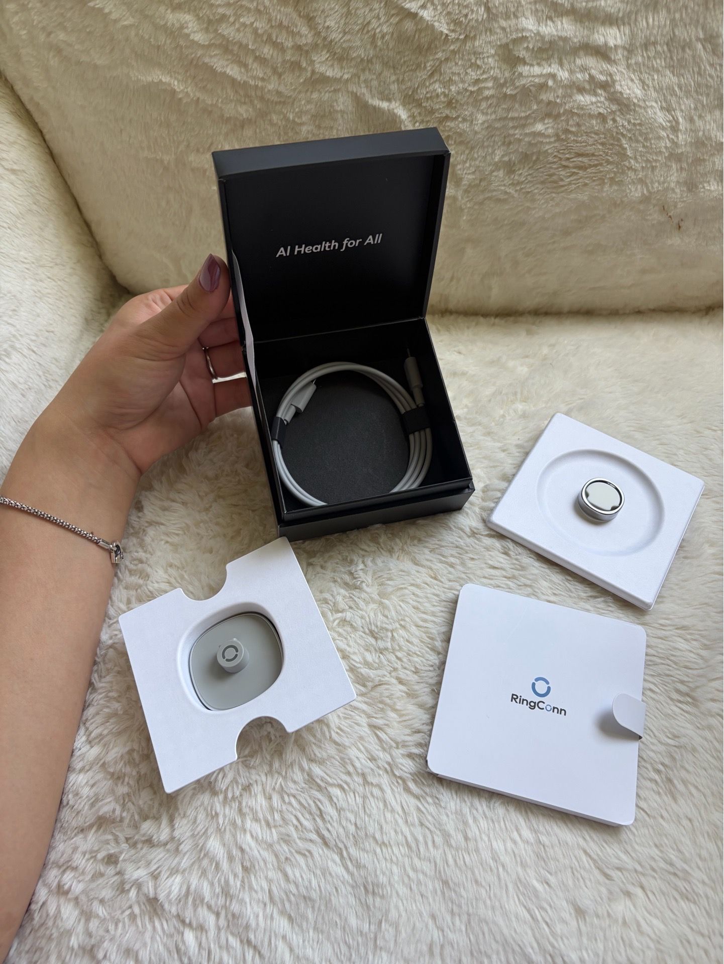 RingConn Gen 2 Ultra thin AI Smart Ring, silver size 8