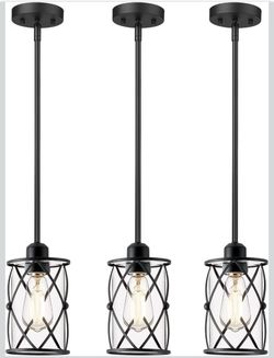 Glass Pendant Lights 3 Pack Black