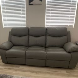 Couch W/2 Recliners Grey