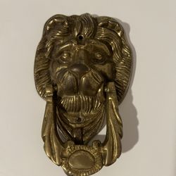 Vintage Heavy Solid Brass Lion Head Door Knocker 5.5 inch long