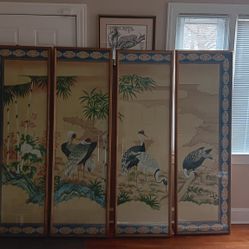 Desert Scene Silk Screen...Large 4 Panel Wall Decor 